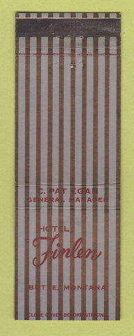Matchbook Cover - Hotel Finlen Butte MT