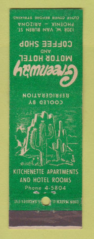Matchbook Cover - Greenway Motor Hotel Phoenix AZ cactus