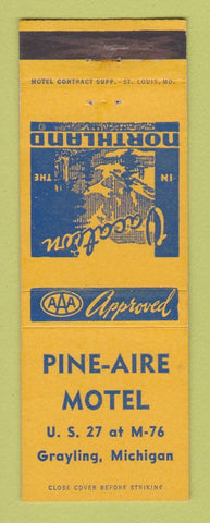 Matchbook Cover - Pine Aire Motel Grayling MI