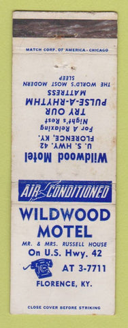 Matchbook Cover - Wildwood Motel Florence KY WORN