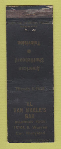 Matchbook Cover - Al Van Maele's Bar Detroit? MI WORN