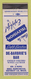 Matchbook Cover - De Barbrie's Bar Detroit MI