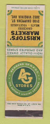 Matchbook Cover - Kristofs' Markets Grocery Detroit MI