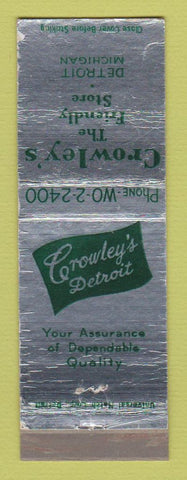 Matchbook Cover - Crowley's Store Detroit MI WEAR
