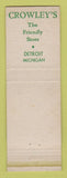 Matchbook Cover - Crowley's Store Detroit MI WEAR