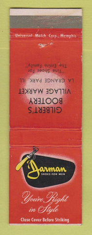 Matchbook Cover - Jarman Men's Shoes Gilbert's Bootery La Grange Park IL