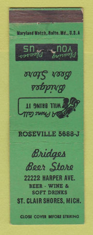 Matchbook Cover - Bridges Beer Store St Clair Shores MI