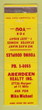 Matchbook Cover - Aberdeen Real Estate Detroit MI