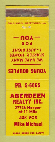 Matchbook Cover - Aberdeen Real Estate Detroit MI