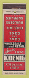 Matchbook Cover - Koenig Coal Coke