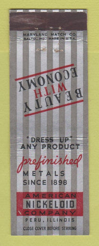Matchbook Cover - American Nickeloid Company Peru IL Metals