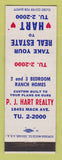 Matchbook Cover - PJ Hart Real Estate Detroit MI