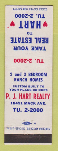 Matchbook Cover - PJ Hart Real Estate Detroit MI