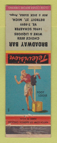 Matchbook Cover - Broadway Bowling Detroit MI pinup
