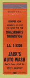 Matchbook Cover - Jack's Car Wash Detroit MI