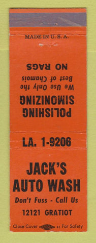 Matchbook Cover - Jack's Car Wash Detroit MI