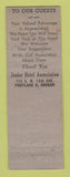 Matchbook Cover - Junior Hotel Association bellhop Portland OR WORN