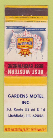 Matchbook Cover - Gardens Motel Litchfield IL Route 66 WEAR