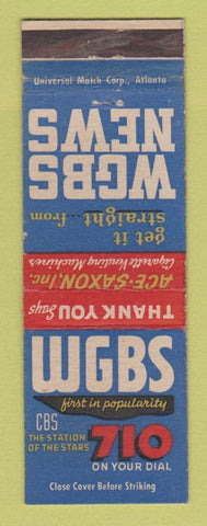 Matchbook Cover - WGBS News Radio Ace Saxon Vending Miami FL