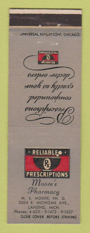 Matchbook Cover - Moore's Drug Store Lansing MI
