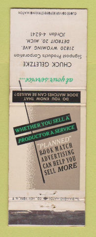 Matchbook Cover - Singpost Products Corp Chuck Geletzke Detroit MI WEAR