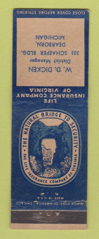Matchbook Cover - Insurance Company of Virginia WD Dicken Dearborn MI