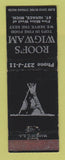 Matchbook Cover - Roof's Wigwam St Igance MI WEAR