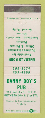 Matchbook Cover - Danny Boy's Pub New York City WEAR