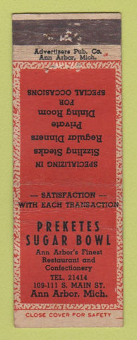 Matchbook Cover - Preketes Sugar Bowl Ann Arbor MI WEAR
