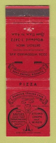 Matchbook Cover - Famous Italian Cafe Pizza Detroit MI WEAR