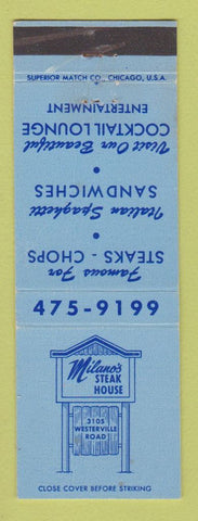 Matchbook Cover - Milano's Steak House Columbus? OH?