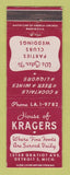Matchbook Cover - House of Kragers Detroit MI restaurant
