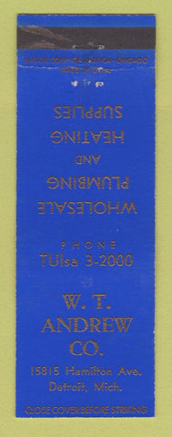 Matchbook Cover - WT Andrew Plumbing Heating Supply Detroit MI