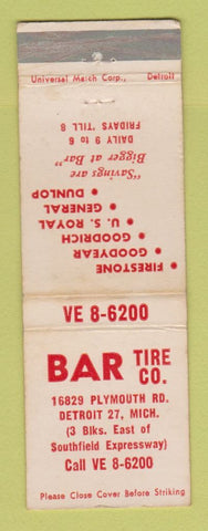 Matchbook Cover - Bar Tire Detroit MI WEAR