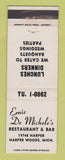Matchbook Cover - Ernie De Michele's Restaurant Harper Woods MI