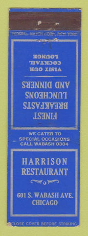 Matchbook Cover - Harrison Restaurant Chicago IL FEDERAL LONG