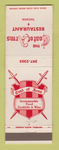 Matchbook Cover - Coat of Arms Restaurant Tucson AZ WEAR