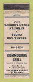 Matchbook Cover - Commodore Grill Harry Nemos Detroit MI