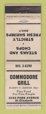 Matchbook Cover - Commodore Grill Harry Nemos Detroit MI
