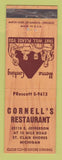 Matchbook Cover - Cornell's Restaurant St Clair Shores MI