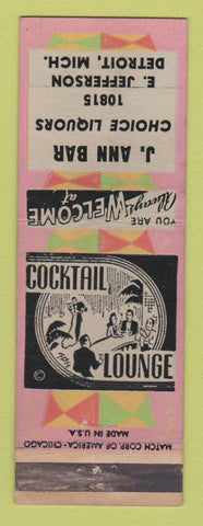 Matchbook Cover - J Ann Bar Detroit MI
