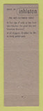 Matchbook Cover - Inhiston for Colds Hay Fever Product WRITING WORN