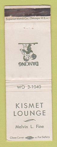 Matchbook Cover - Kismet Lounge Melvin Fine girlie back WEAR