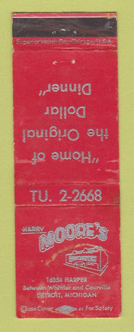 Matchbook Cover - Harry Moore's Restaurant Detroit MI WORN