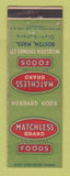 Matchbook Cover - Matchless Brand Foods Webster Thomas Boston MA