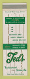 Matchbook Cover - Ted's Restaurant Bloomfield Township MI