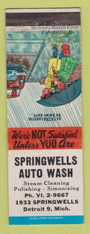 Matchbook Cover - Springwells Auto Car Wash Detroit MI