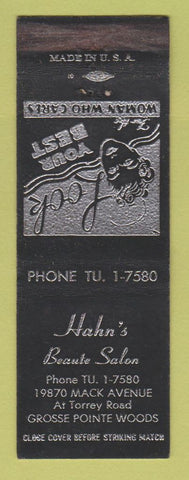 Matchbook Cover - Hahn's Beauty Salon Grosse Pointe Woods MI