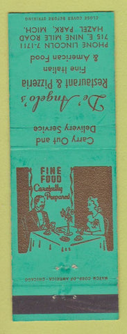 Matchbook Cover - De Angelo's Restaurant Pizza Hazel Park MI WEAR