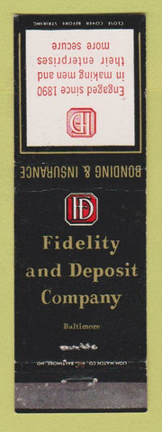 Matchbook Cover - Fidelity and Deposit Company Insurance WEAR